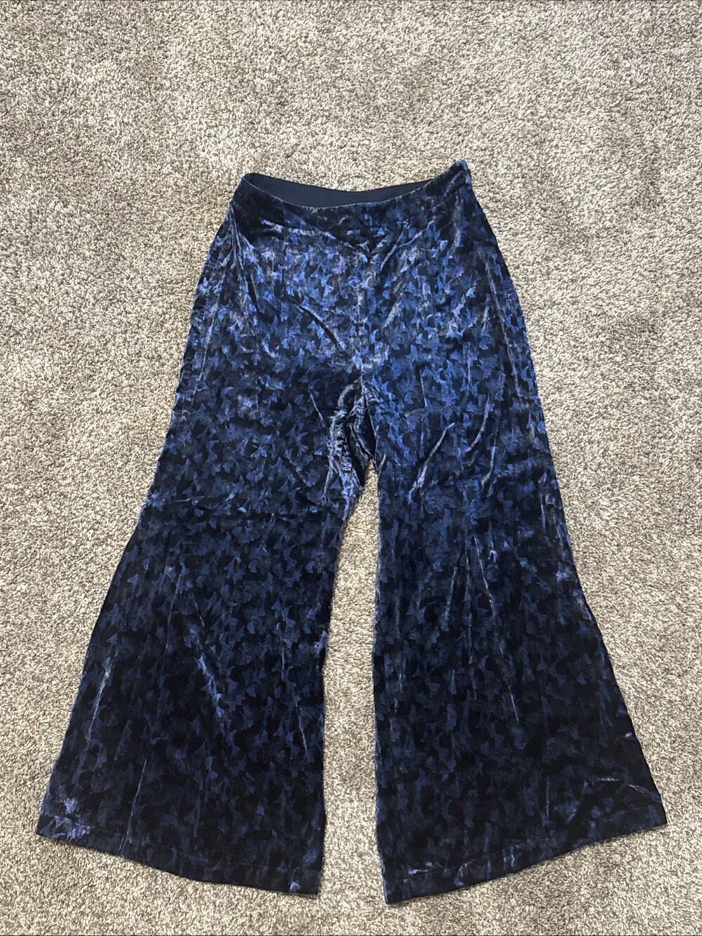 Maeve Anthropolgie Isobel Velvet Pants Womens Size 4 Blue Wide Leg